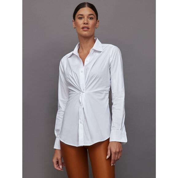 Carbon38 Women's Twisted Button-Up Tunic Shirt Long Sleeve Blouse White Size XL - Picture 1 of 16